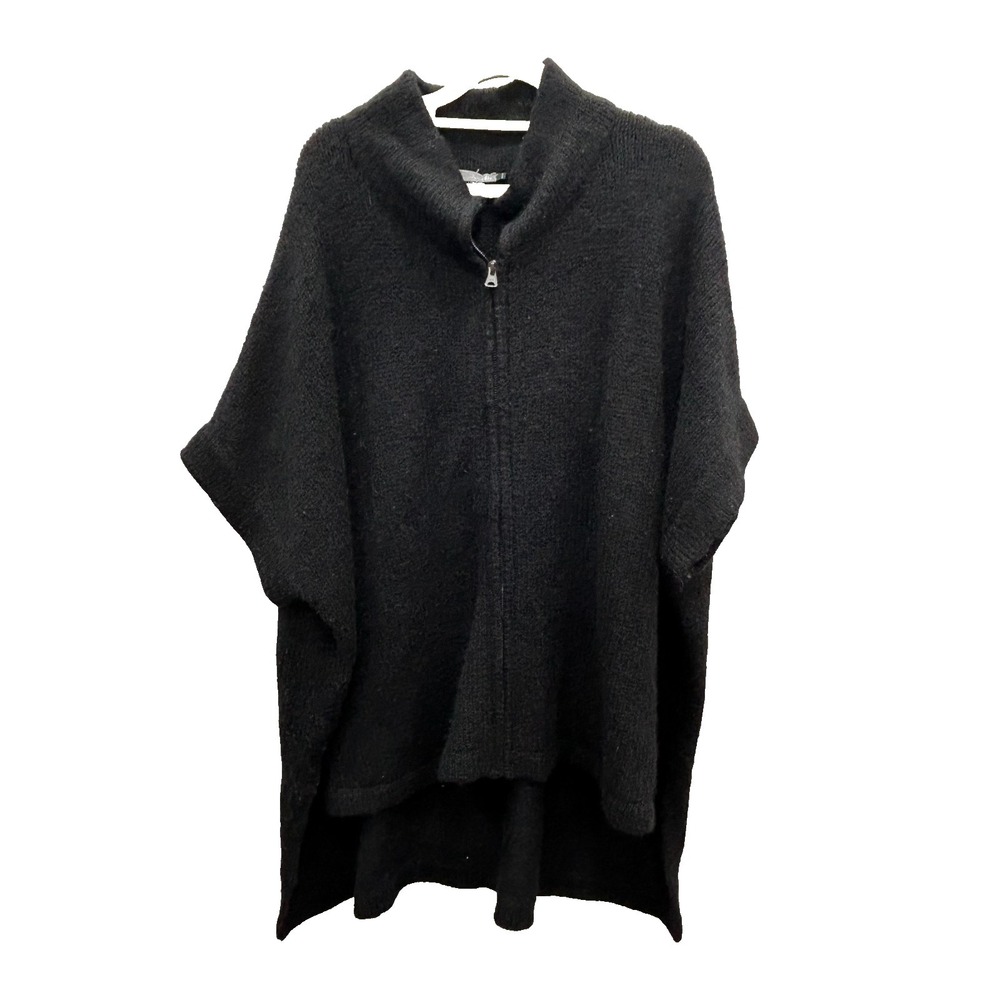 Elk Zip Front Cardigan Womens One Size Black Alpaca Wool Blend Oversize Layering